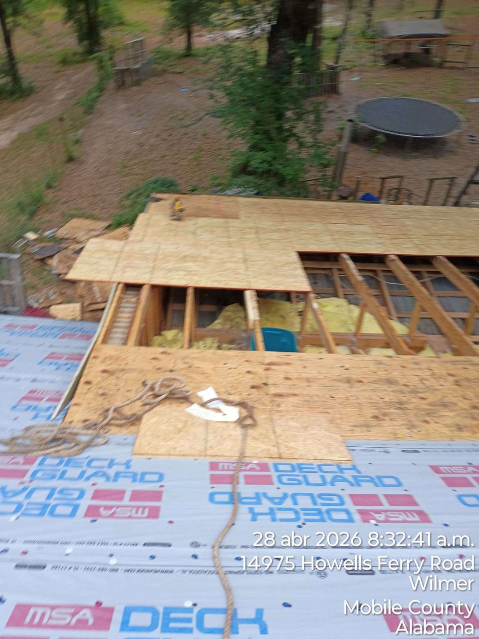 Roof repair work by A&W Roofing, April 2026