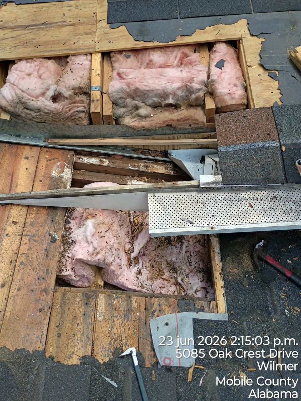 Roof repair work by A&W Roofing, June 2026