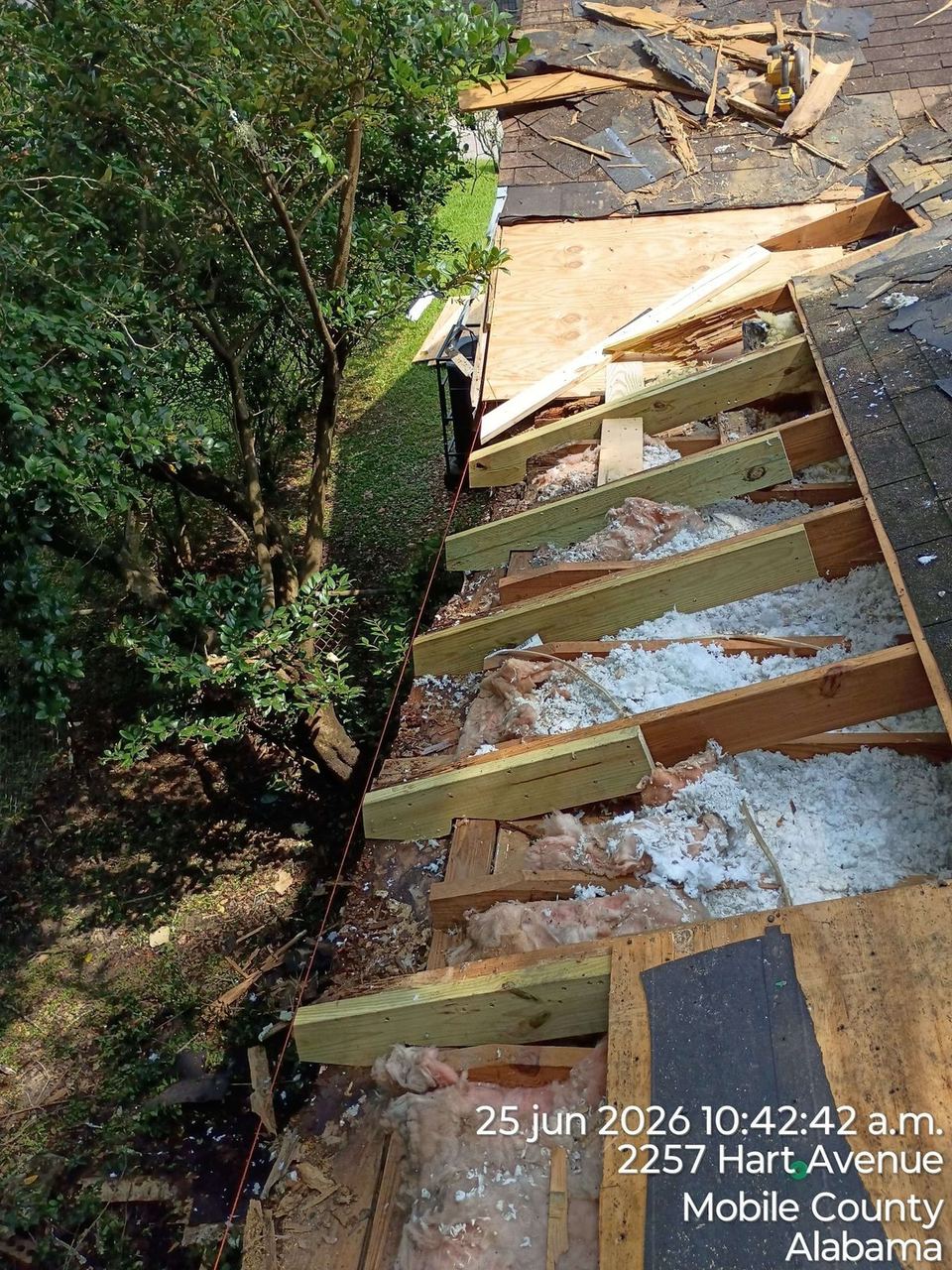 Roof repair work by A&W Roofing, June 2026